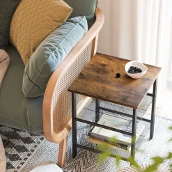 Clearance SONGMICS 2 Tables d'appoint industriel Marron Rustique