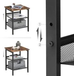 Clearance SONGMICS 2 Tables d'appoint industriel Marron Rustique