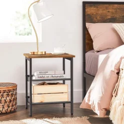 Clearance SONGMICS 2 Tables d'appoint industriel Marron Rustique