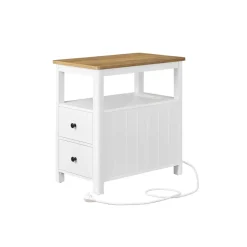 Online SONGMICS 2 Tables de nuit beige naturel et blanc classique