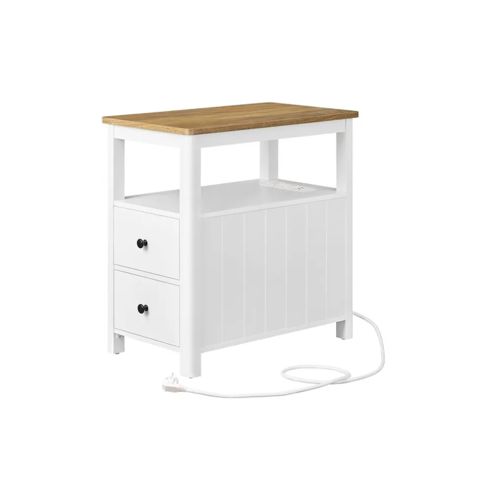 Online SONGMICS 2 Tables de nuit beige naturel et blanc classique