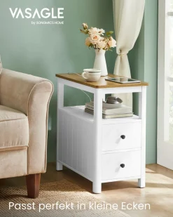 Online SONGMICS 2 Tables de nuit beige naturel et blanc classique