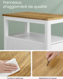 Online SONGMICS 2 Tables de nuit beige naturel et blanc classique