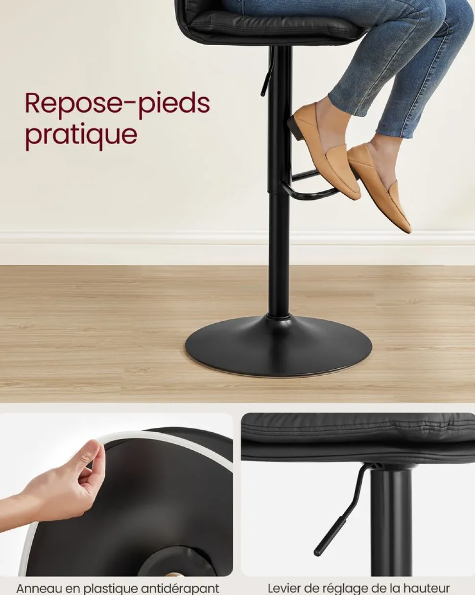 Outlet SONGMICS 2 Tabourets de bar avec dosier industriel