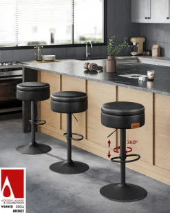 Hot SONGMICS 2 Tabourets de bar avec pieds réglables marron chameau