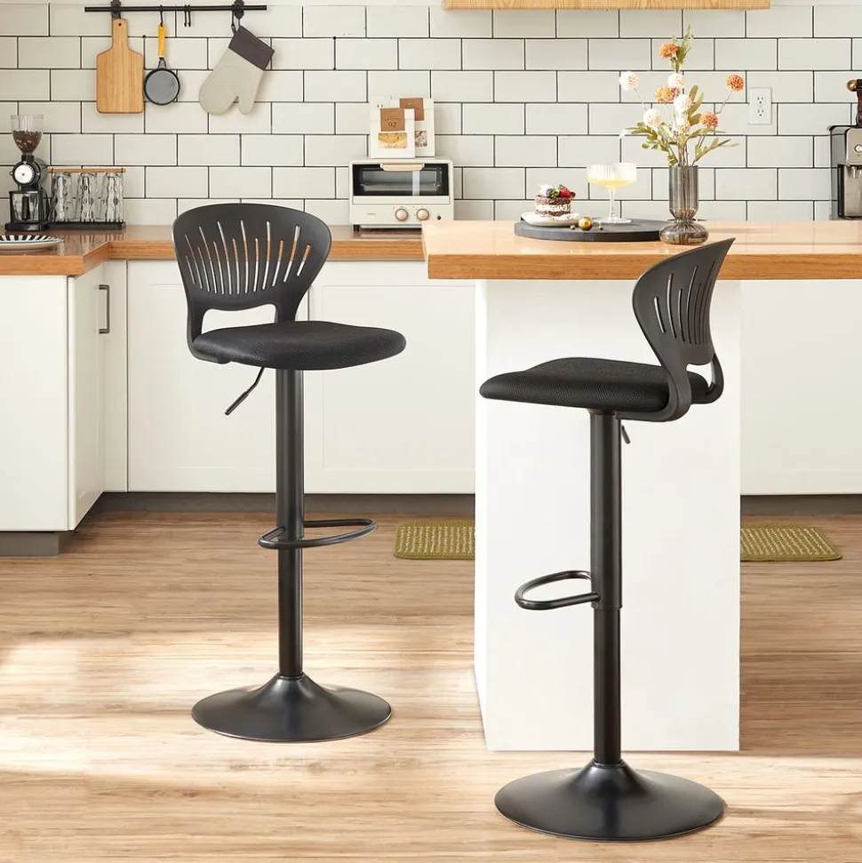 Clearance SONGMICS 2 Tabourets de bar pieds hêtre Blanc