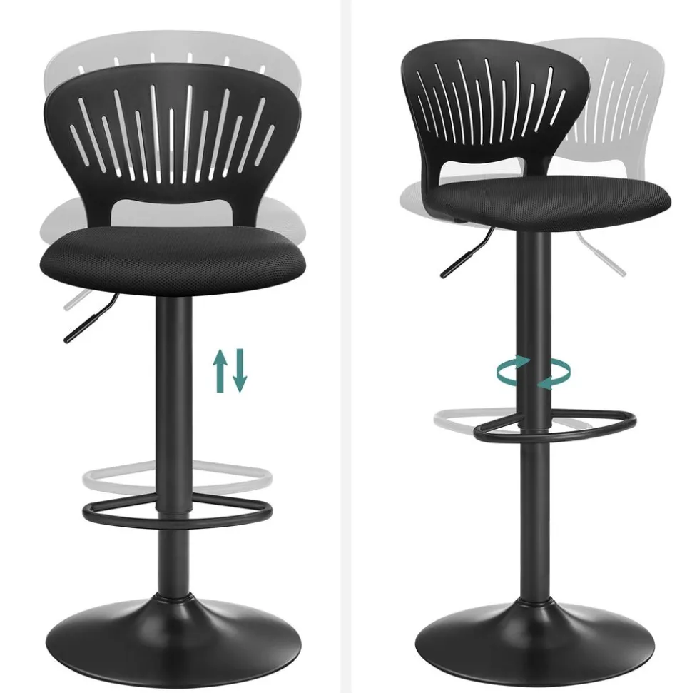 Clearance SONGMICS 2 Tabourets de bar pieds hêtre Blanc