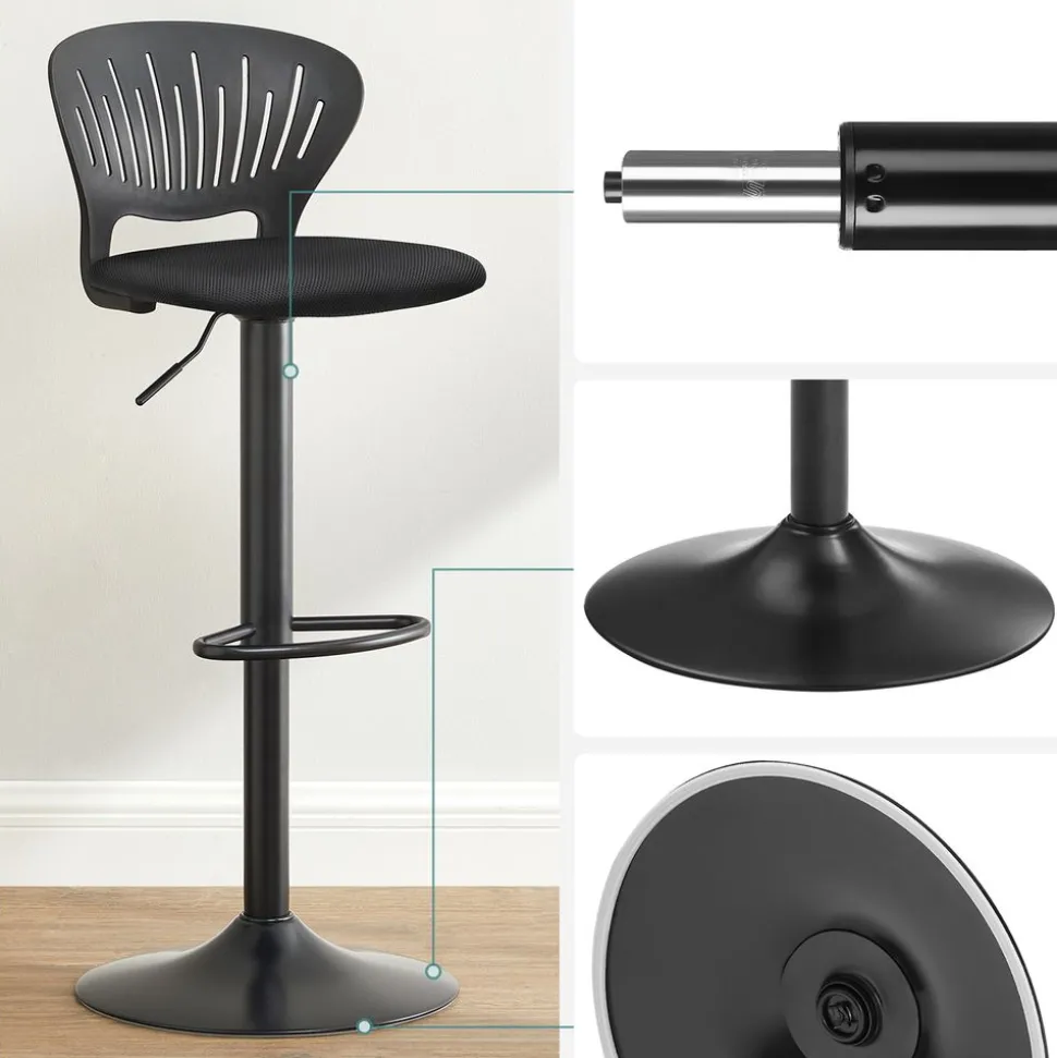 Clearance SONGMICS 2 Tabourets de bar pieds hêtre Blanc