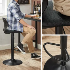 Clearance SONGMICS 2 Tabourets de bar pieds hêtre Blanc