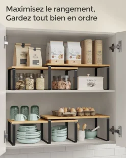 Hot SONGMICS 4 Étagères à épices empilable extensible noir d'encre