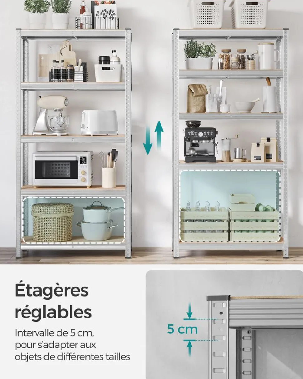 Store SONGMICS 2 Étagères 180 x 90 x 40 cm métal