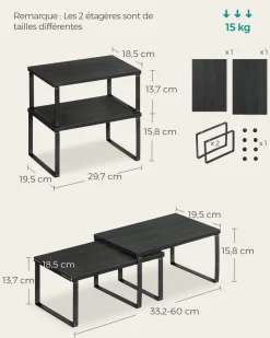 Best SONGMICS 4 Étagères de cuisine en métal argenté