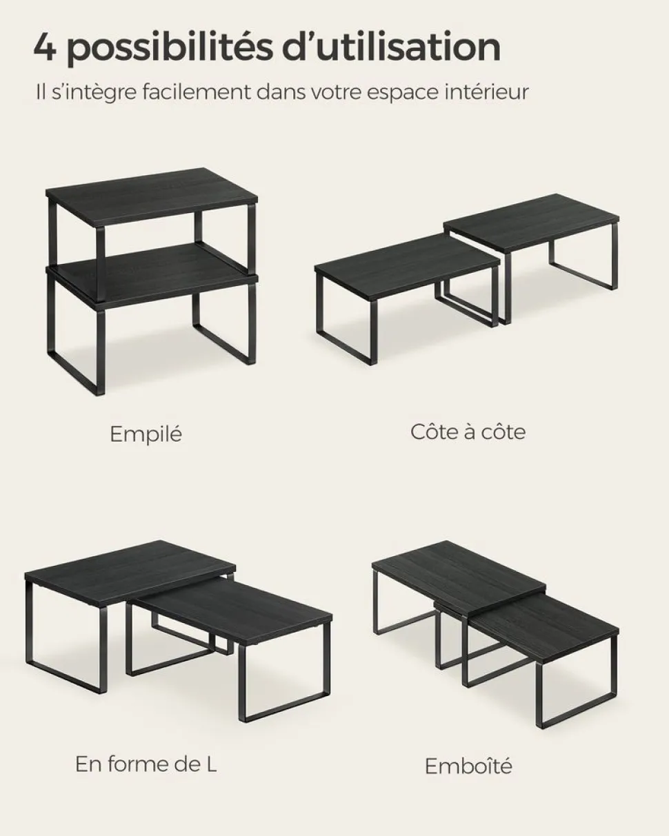 Best SONGMICS 4 Étagères de cuisine en métal argenté