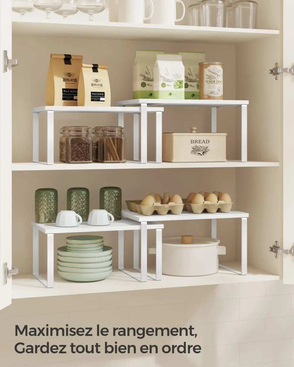 Best SONGMICS 4 Étagères de cuisine en métal argenté