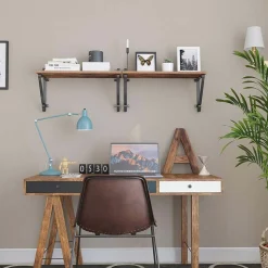 Best SONGMICS 2 Étagères flottantes industriel Brun Vintage Noir