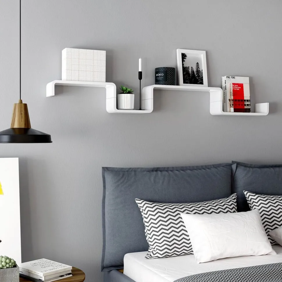 Fashion SONGMICS 3 Étagères murales grande charge Blanc