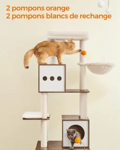Flash Sale SONGMICS Arbre à chat 185 cm avec cache-litière moderne
