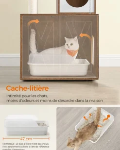 Flash Sale SONGMICS Arbre à chat 185 cm avec cache-litière moderne