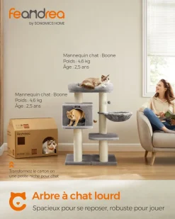 Store SONGMICS Arbre à chat 107 cm gris