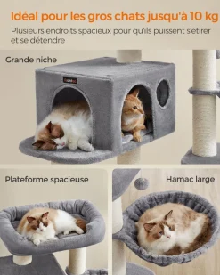 Store SONGMICS Arbre à chat 107 cm gris