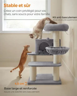 Store SONGMICS Arbre à chat 107 cm gris