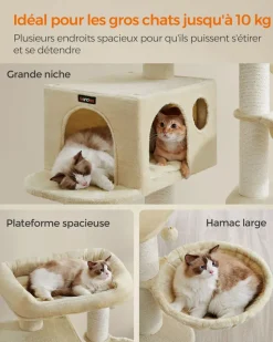 Store SONGMICS Arbre à chat 107 cm gris