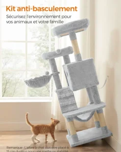 Discount SONGMICS Arbre à chat 135 cm gris bleuâtre
