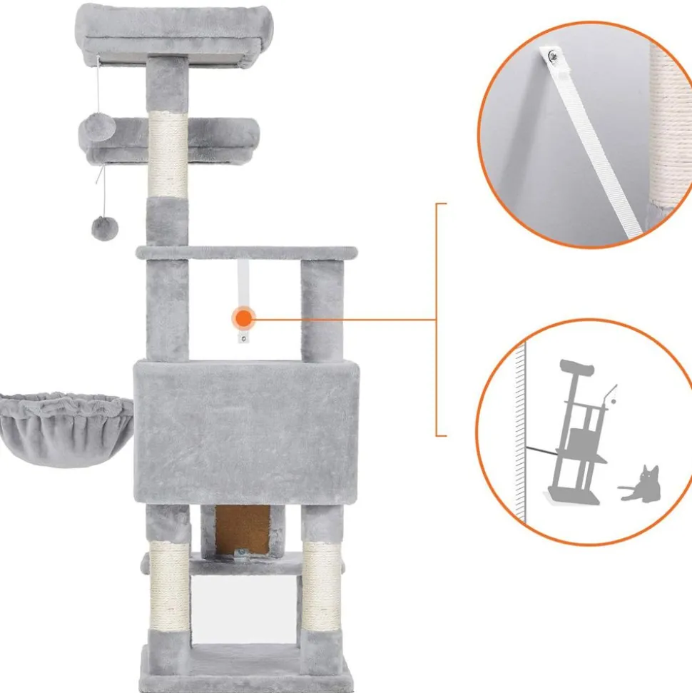 Store SONGMICS Arbre à chat 142 cm gris clair