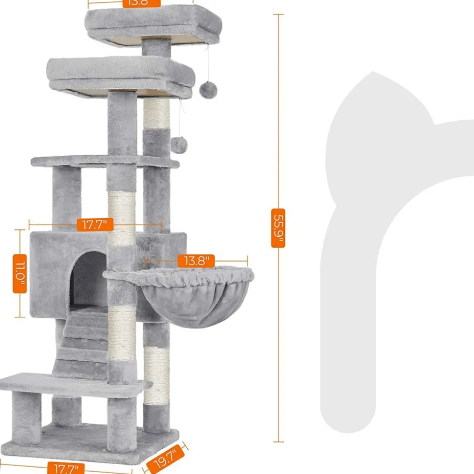 Store SONGMICS Arbre à chat 142 cm gris clair