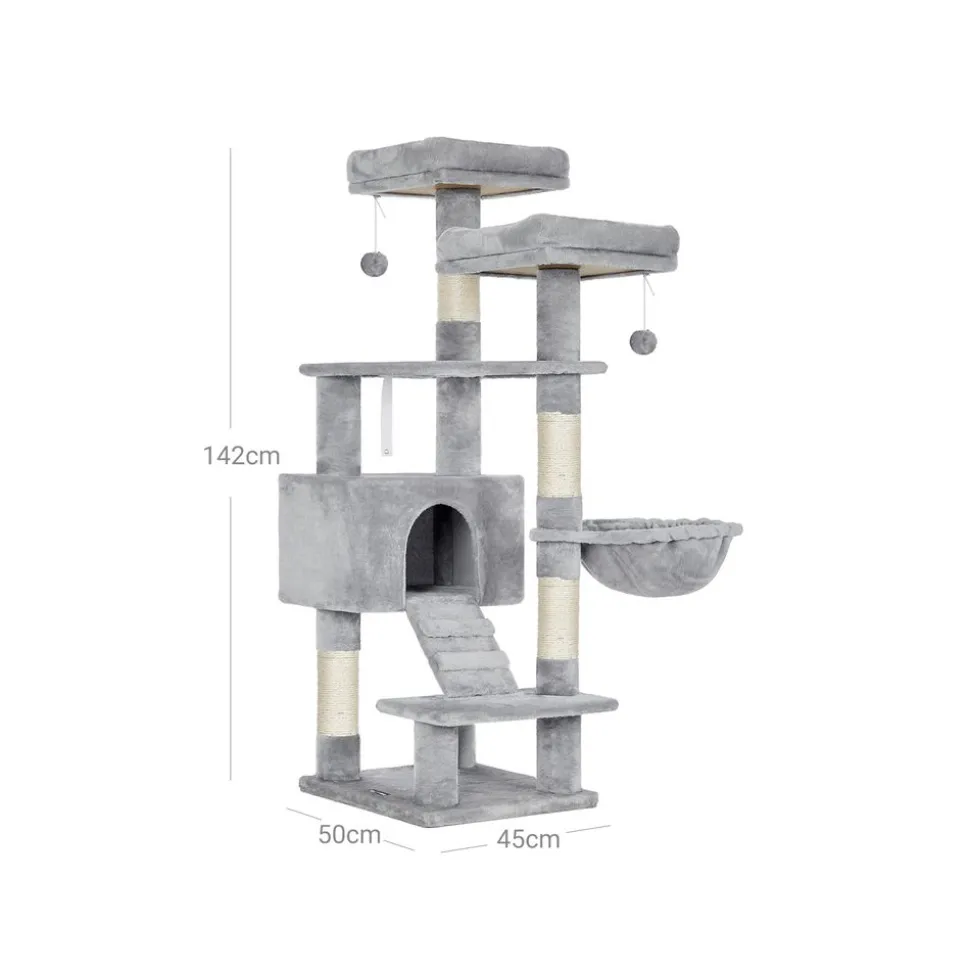 Store SONGMICS Arbre à chat 142 cm gris clair
