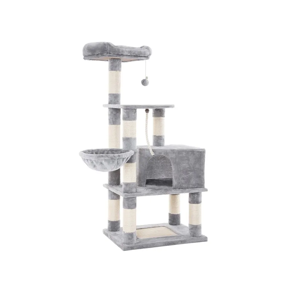 Outlet SONGMICS Arbre à chat 138 cm gris clair