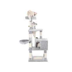 Outlet SONGMICS Arbre à chat 138 cm gris clair