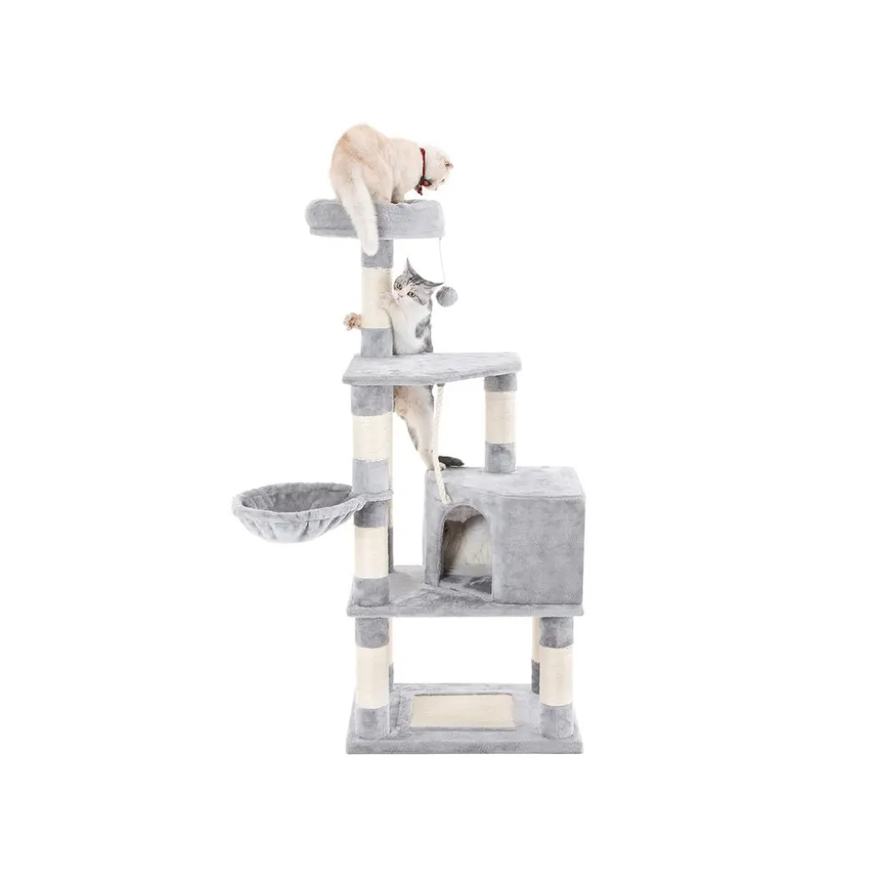 Outlet SONGMICS Arbre à chat 138 cm gris clair