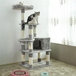 Outlet SONGMICS Arbre à chat 138 cm gris clair