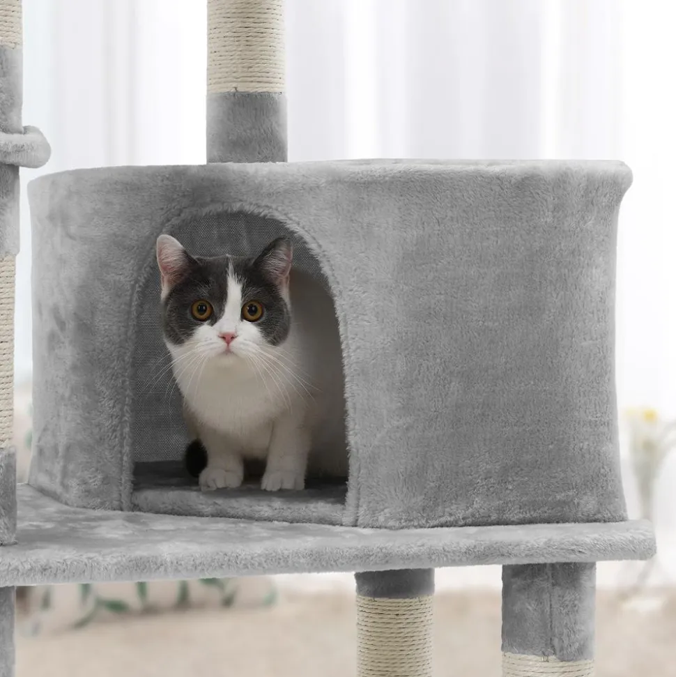 Outlet SONGMICS Arbre à chat 138 cm gris clair