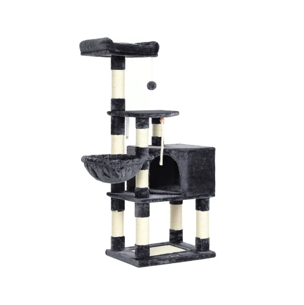 Outlet SONGMICS Arbre à chat 138 cm gris clair