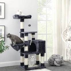 Outlet SONGMICS Arbre à chat 138 cm gris clair