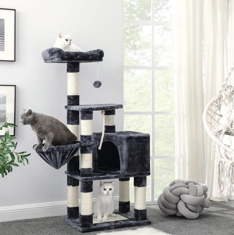 Outlet SONGMICS Arbre à chat 138 cm gris clair