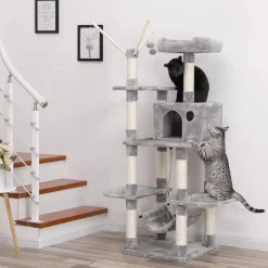 Store SONGMICS Arbre à chat 154 cm gris clair