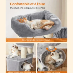 Shop SONGMICS Arbre à chat 141 cm gris clair