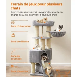 Shop SONGMICS Arbre à chat 141 cm gris clair