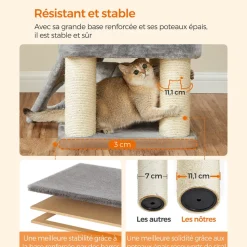 Shop SONGMICS Arbre à chat 141 cm gris clair