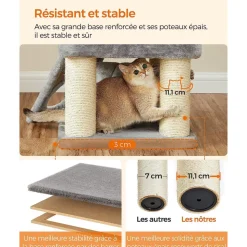 Shop SONGMICS Arbre à chat 141 cm gris clair