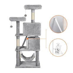 Best SONGMICS Arbre à chat 155 cm gris clair