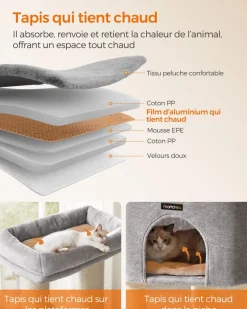 Online SONGMICS Arbre à chat 160 cm gris tourterelle et blanc crème