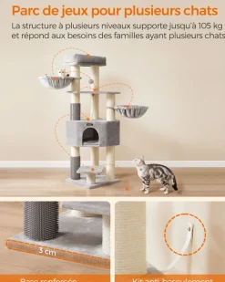 Online SONGMICS Arbre à chat 160 cm gris tourterelle et blanc crème