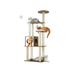 Cheap SONGMICS Arbre à chat 165 cm multi-niveaux marron rustique