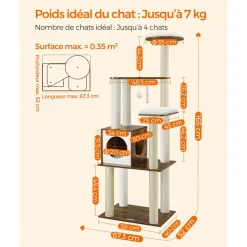 Cheap SONGMICS Arbre à chat 165 cm multi-niveaux marron rustique