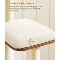Cheap SONGMICS Arbre à chat 165 cm multi-niveaux marron rustique