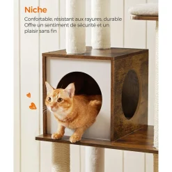 Cheap SONGMICS Arbre à chat 165 cm multi-niveaux marron rustique